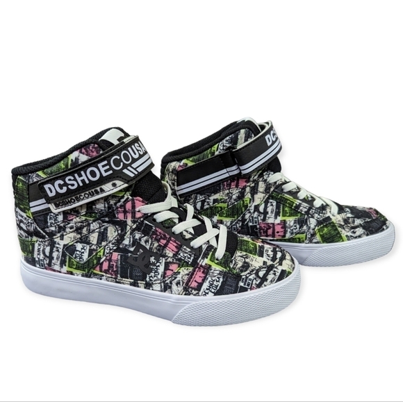 New DC Kids Trainers Boys High Tops DC Sneakers Grafitti Multicolor DC High Tops - Picture 9 of 12
